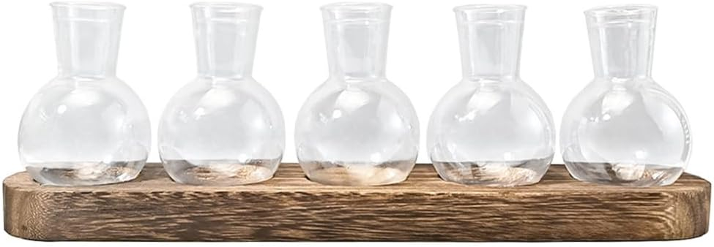 5-Piece Mini Acrylic Vase, Modern Bud Jardiniere Collection, Decorative Tabletop Bottle, with Wooden Holder for Flowers, Centerpieces & Home D&eacute;cor image number 3