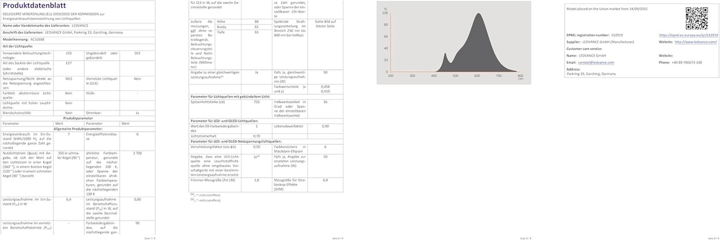 OSRAM Dimmable PAR20 LED Reflector Lamp with E27 Socket, Warm White (2700 K), Glass Spot, 5 W, Replacement for 50 W Reflector Lamp, LED Superstar PAR20, Pack of 1, Warm White