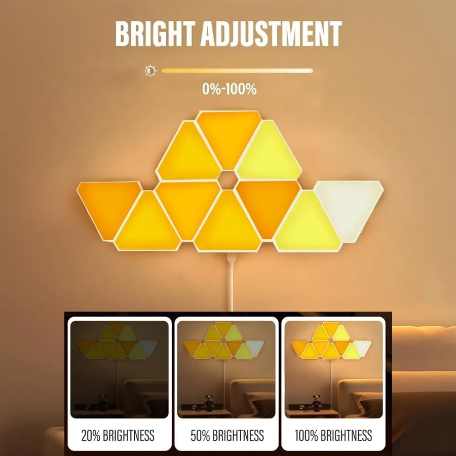 Uantii Smart Triangle Wall Light Hexagonal Lamp LED Indoor Atmosphere Light Gaming Lamp Music Sync Decoration Lamp Bluetooth App Control (10) image number 5