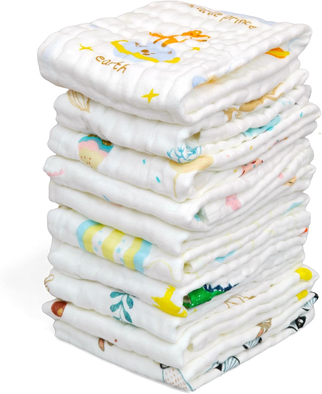 Fook Fish Muslin Burp Cloths Cotton Burping Cloth 20'' X 10'' Pack of 6 for Baby Spit up Cloths for Newborn,Absorbent,Soft,Large,6 Layers,Baby Burp Rags,Unisex,For Boys and Girls