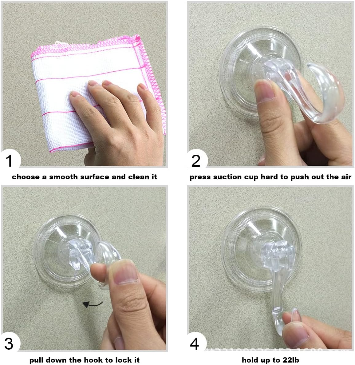 Suction Cup Heavy-Duty Hook，Large Clear Reusable Wreath Vacuum Suction Cup，Use for Windows Tiles Glass Smooth Doors and Mirrors to Hang Bags Coats Umbrellas Kitchenware and Christmas Wreaths (2 PCS) image number 4