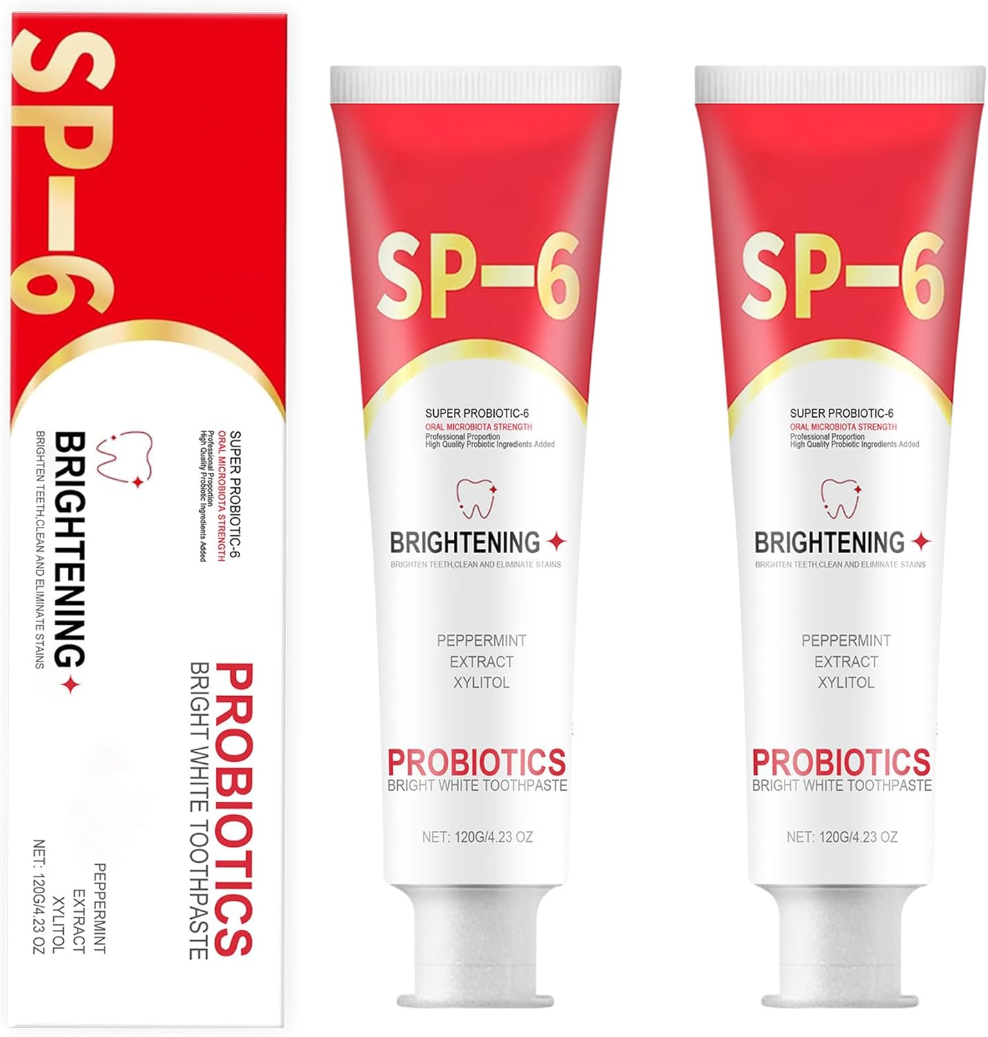 2PCS SP-6 Probiotic Whitening Toothpaste - Enamel-Safe Formula with 6 Probiotics for Teeth Brightening,Gum Health & Fresh Breath,Fluoride-Free,Mint Flavor,120G image number 5
