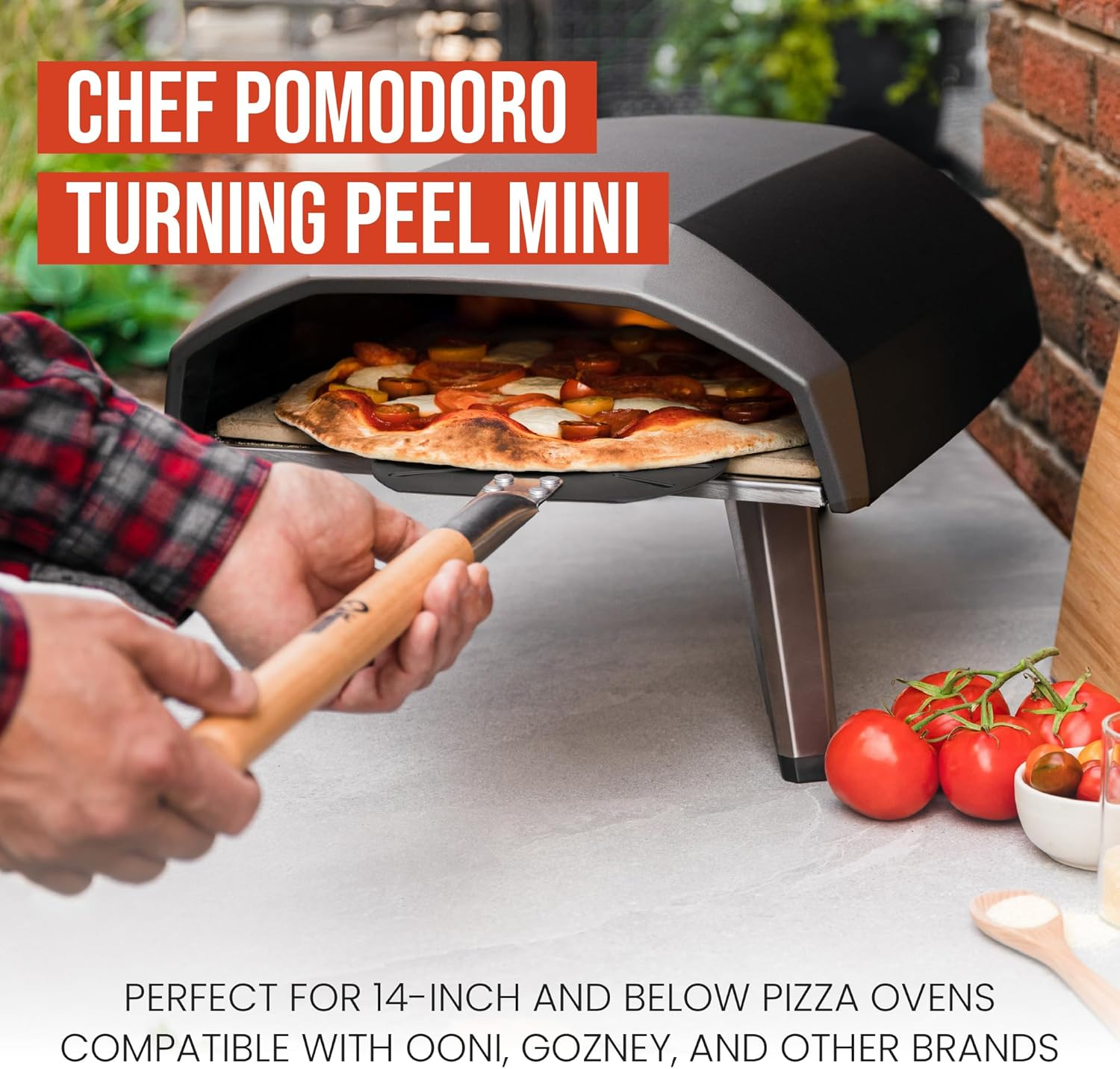 Chef Pomodoro Aluminium Pizza Peel with Wood Handle - Easy Storage, Perforated Turner for Baking Homemade Pizza Bread, 7-Inch image number 6