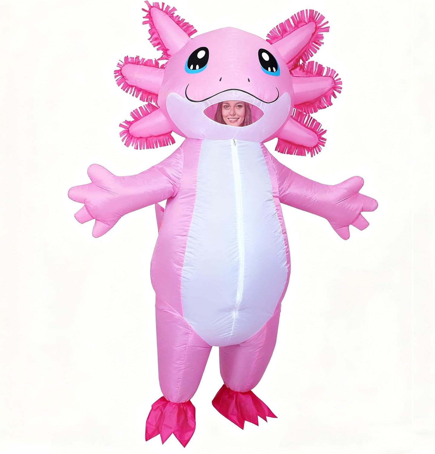 Inflatable Costume Adult Axolotl Costumes Deluxe Halloween Air Blow-Up Costume Axolotl Costumes for Women Men Cosplay Party image number 2