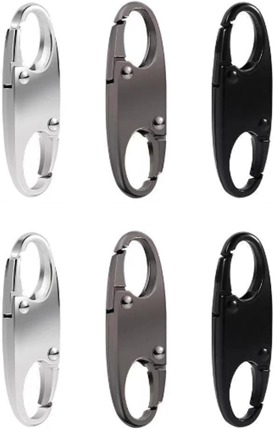 Anti-Theft Zipper Clips, 6-Pack S-Shaped Carabiner Locks with Mini Snap Hooks for Backpacks, Camping, Fishing, Travel, and Outdoor Sports, Black & Silver & Gray, Fashion image number 3