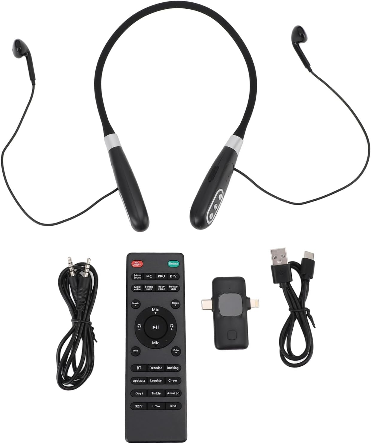 YUEHISY Wireless Sound Card Earphones, Portable Live Streaming Sound Card Headset with Noise Reduction, Remote Control, for Gaming Singing image number 6