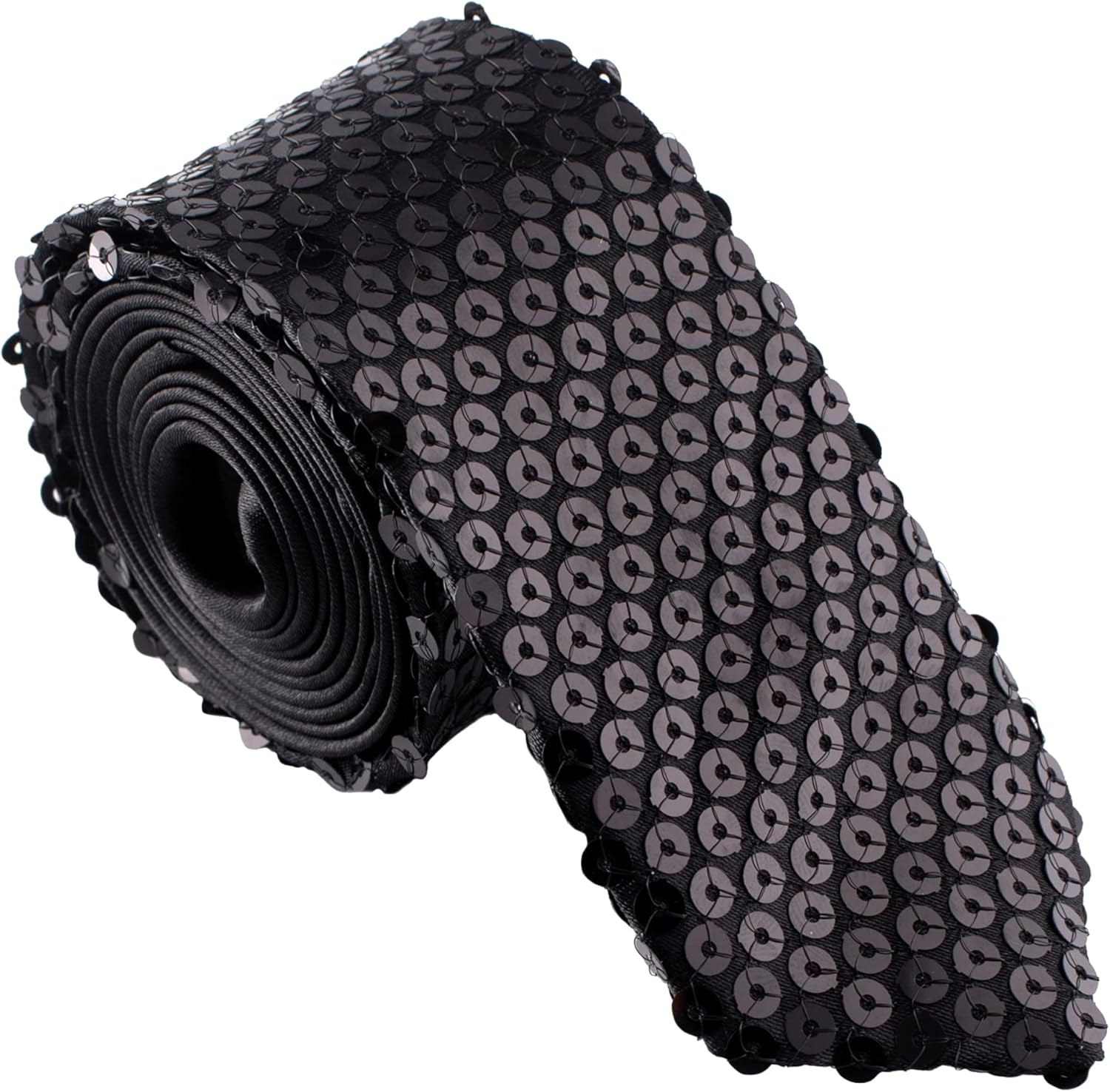 Mens Fashion Sequin Skinny Tie - Great for Weddings, Parties, Costumes, Halloween - Many Colors to Choose From