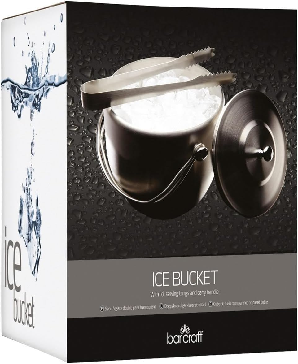 Barcraft Ice Bucket with Lid & Tongs Stainless Steel Gift Boxed image number 1