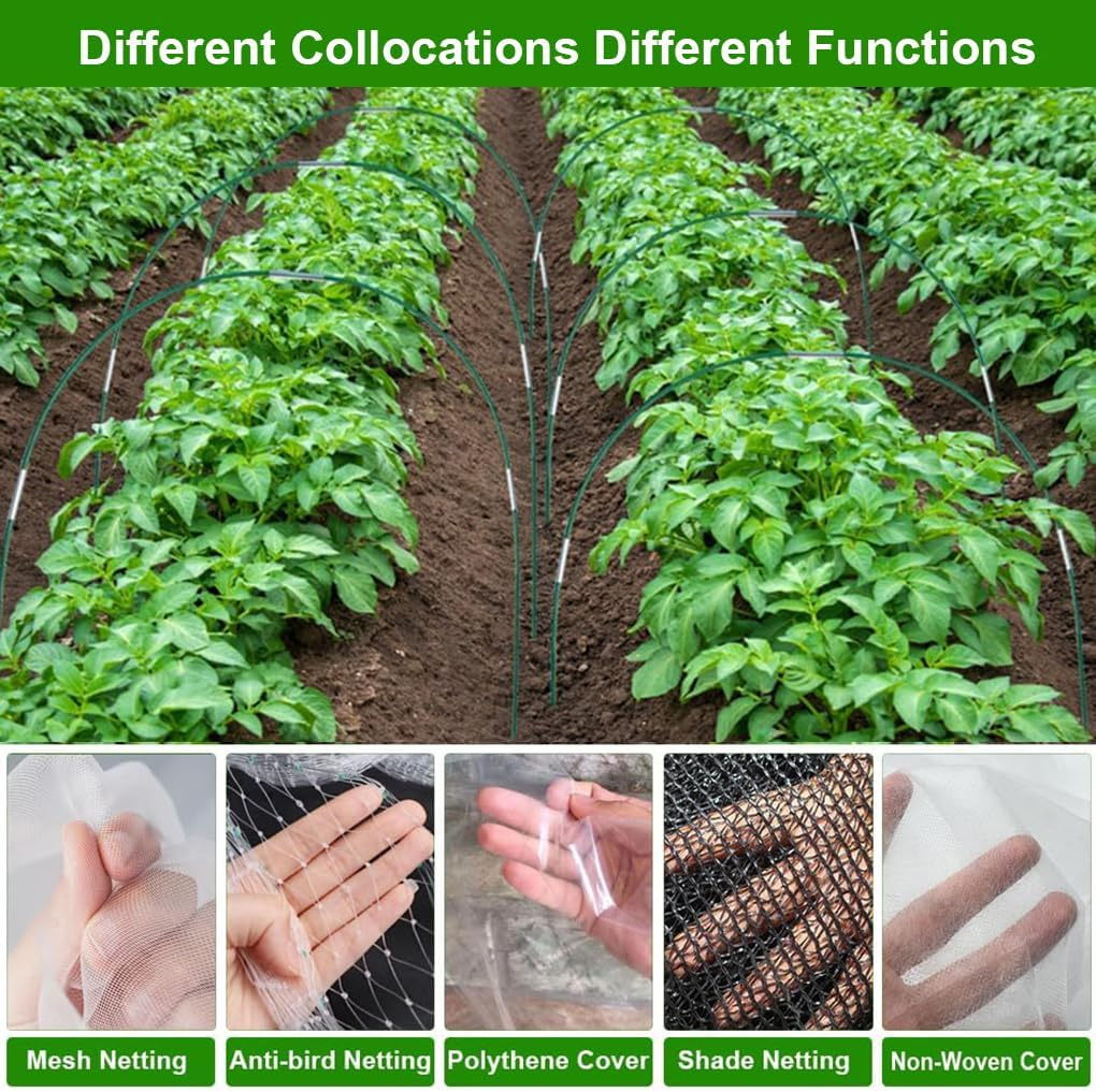 Springup 36PCS 3.8Ft/1M DIY Garden Hoops Grow Tunnel Trellis Arch, Greenhouse Hoops for Raised Beds, Rust-Free Fiberglass Support Hoops Frame, Plant Stakes, Outdoor Gardening Supplies (Green) image number 5