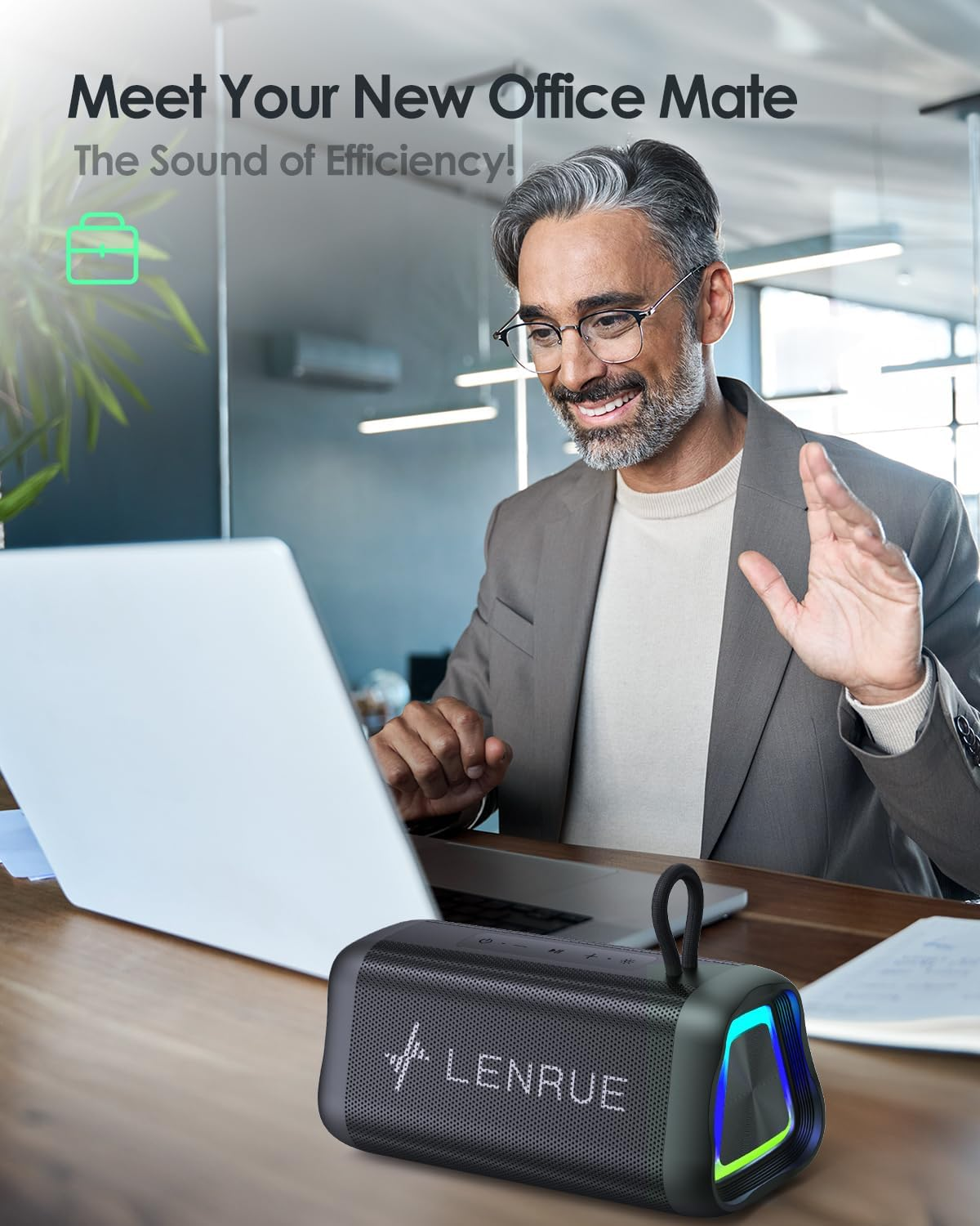 LENRUE Portable Bluetooth Speaker with LED Lights, IPX5 Waterproof Wireless Speaker with 360&deg; Stereo Sound for Outdoors & Home Use image number 3