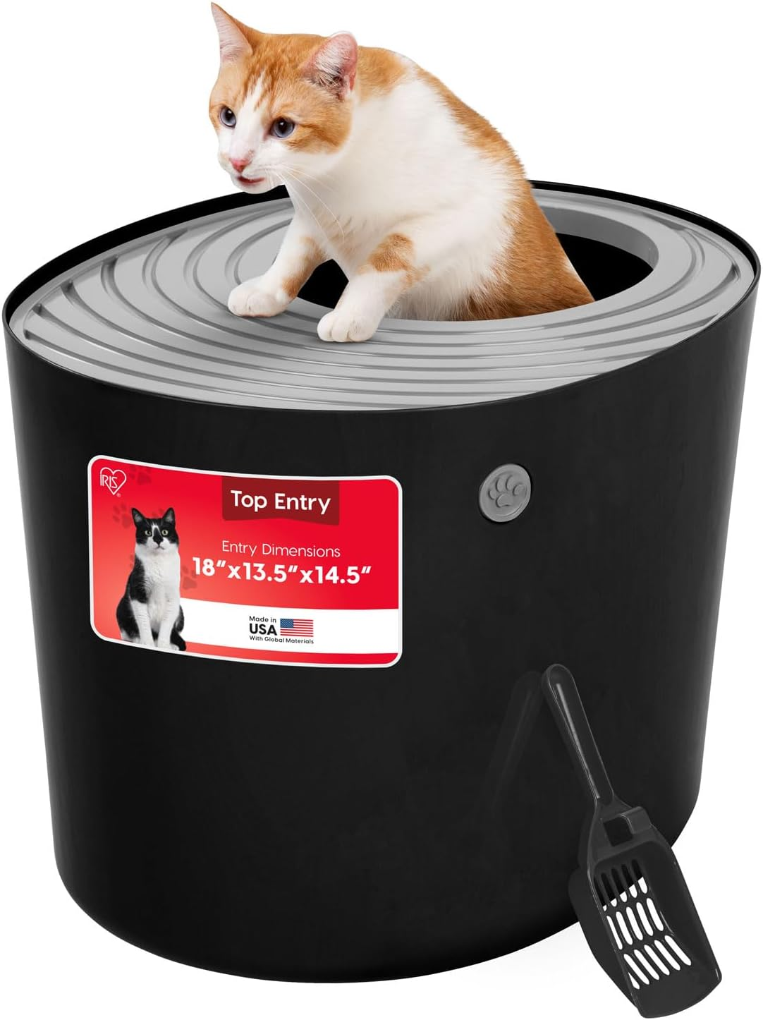 IRIS Top Entry Cat Litter Box, Black/Light Gray image number 3