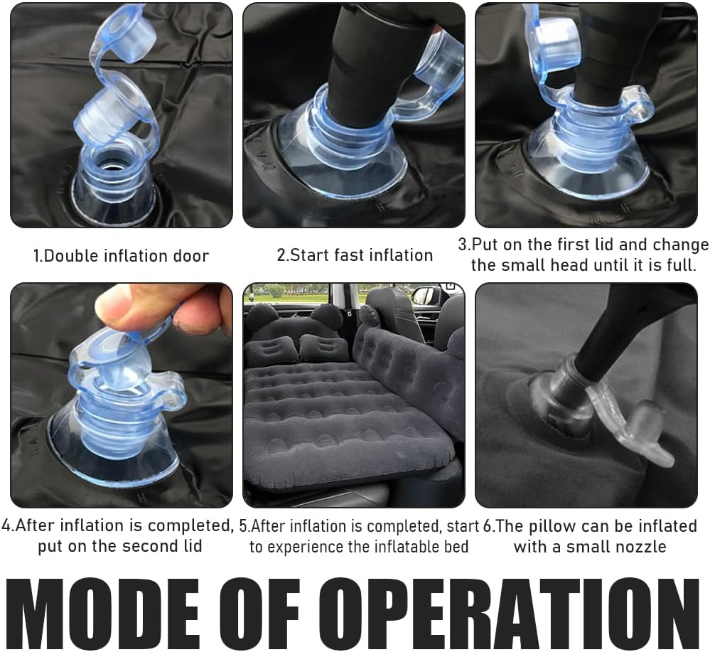 TOMVAES Car Air Mattress, Auto Inflatable Car Bed SUV Rear Seat Sleeping Artifact Camping Sleeping Bed for Kid Adult, Car Bed Mattress for Home,Travel,Picnic,Camping (Black) image number 2