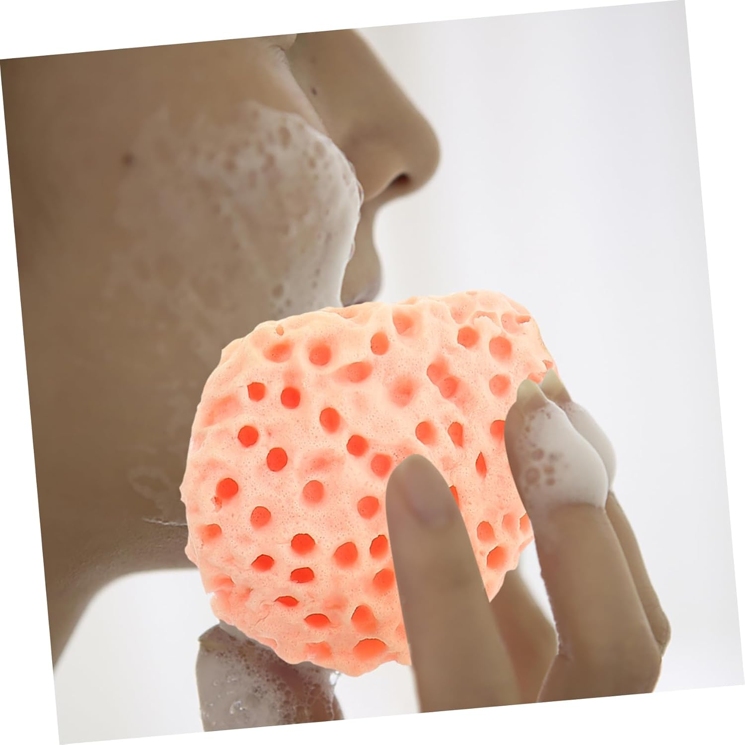 NIYANGLE 3Pcs Facial Sponge Exfoliating Face Cleansing Sponges for Makeup Removal Compact Green Orange Pink Gentle Pulp for Smooth Skin and Deep Pore Cleansing image number 3