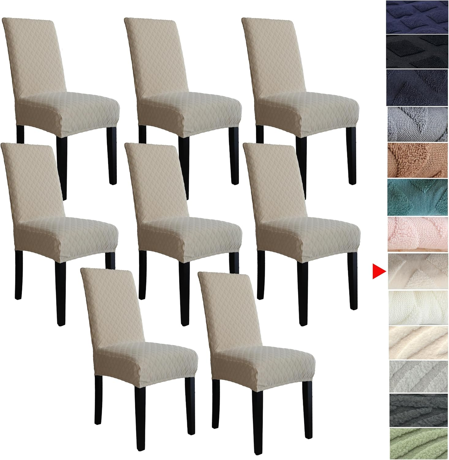 Dining Chair Covers, Stretch Kitchen Chairs Covers,Jacquard Dining Chair Covers Set of 6,Removable Washable Dining Chair Covers for Home Living Room Kitchen Banquet Hotel (6, Leaves-Medium Grey)