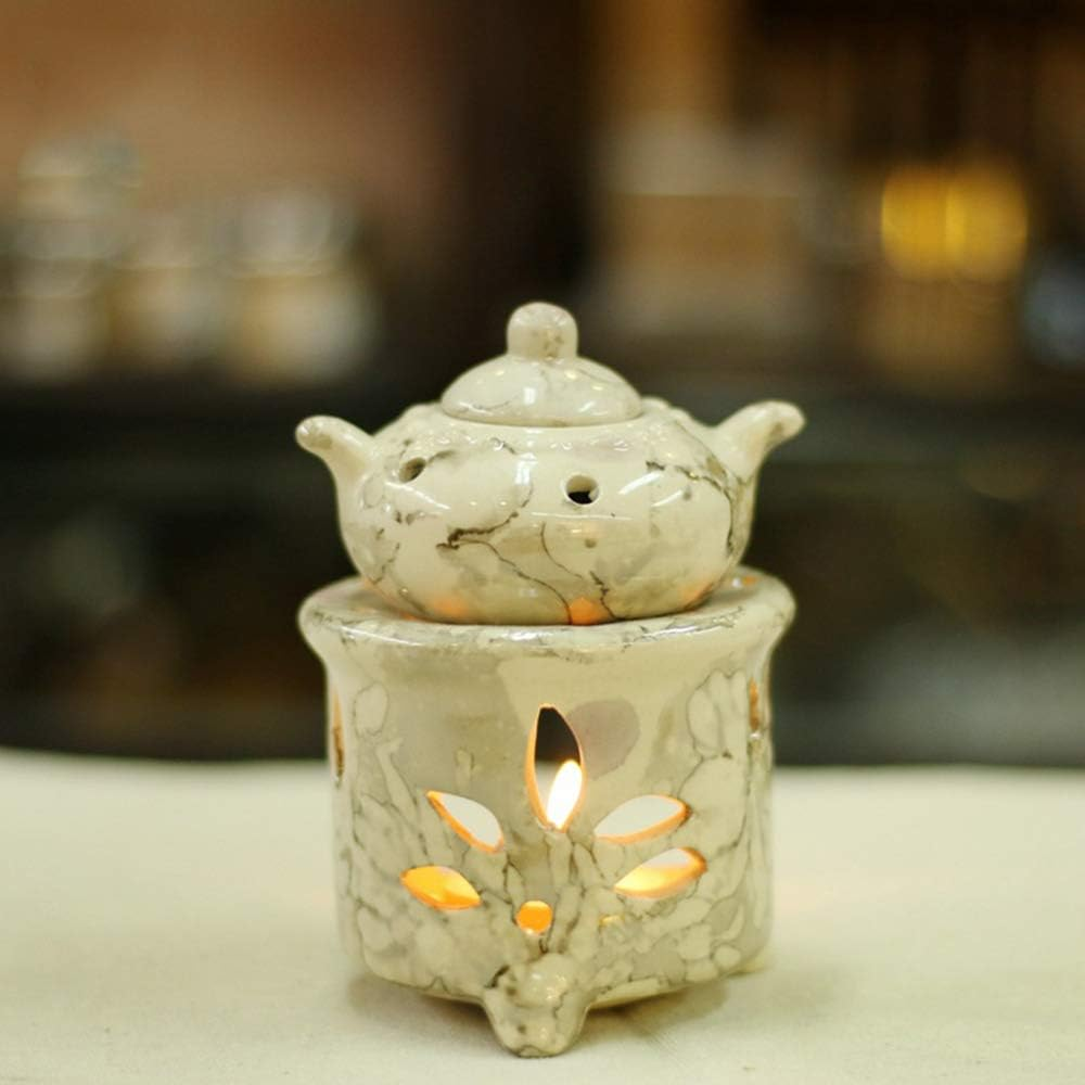 Sculpture Statue Antiques Collectables，Ceramic Tealight Candle Holder Oil Burner, Essential Oil Incense Aroma Diffuser Furnace Home Bedroom Decor Christmas Housewarming Gift,B (Color : A)