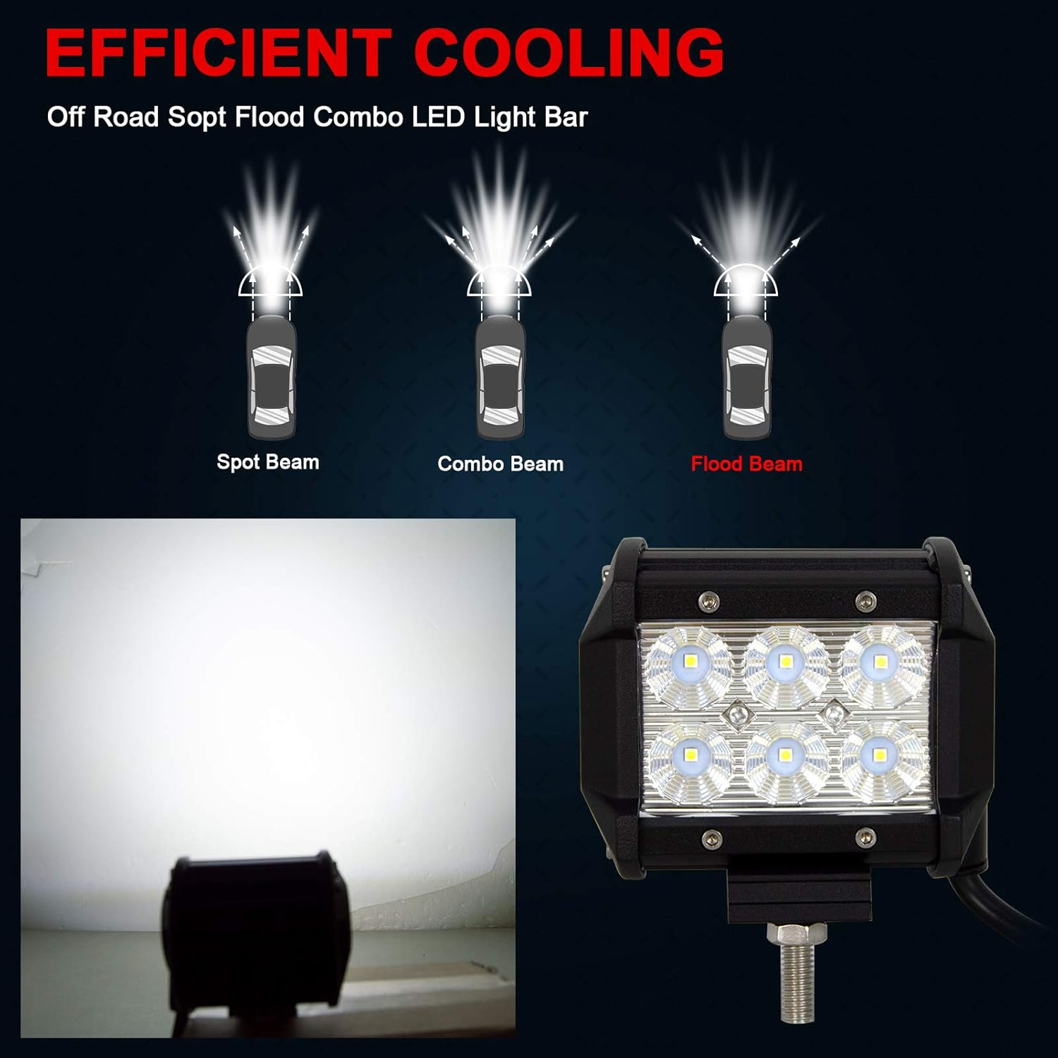 AUXTINGS 4 Inch 18W LED Work Lights Bar Flood Beam Driving Fog Lights Pods for off Road Truck Car ATV SUV Vehicle 4X4(Pack of 2),DC 12V 24V image number 6