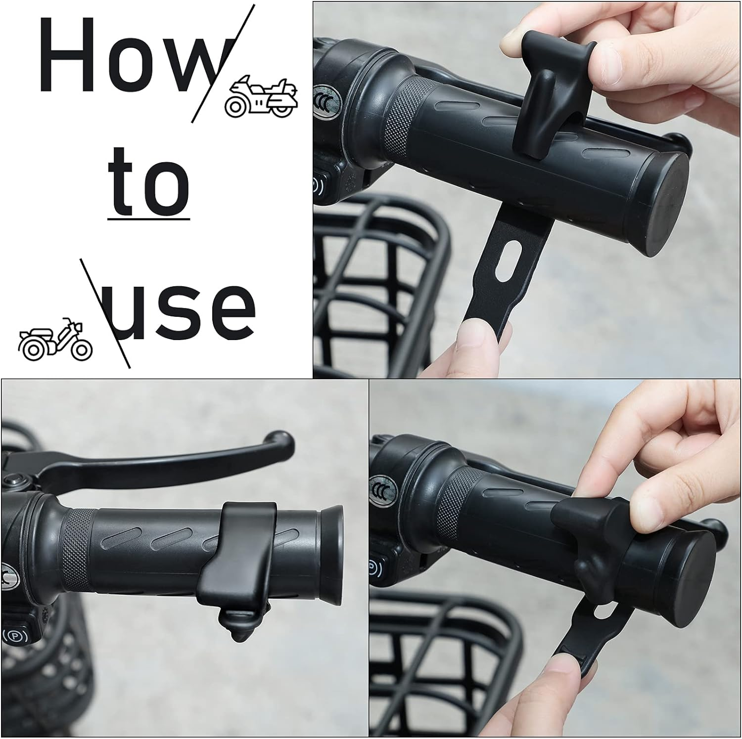 Frienda 4Pcs ABS Motorcycle Throttle Holder Cruise Assist Control Grip Handlebar Black Plastic Universal Compatible with Motorcycle Scooter Electric Bike Motorbike Throttle Grip image number 1