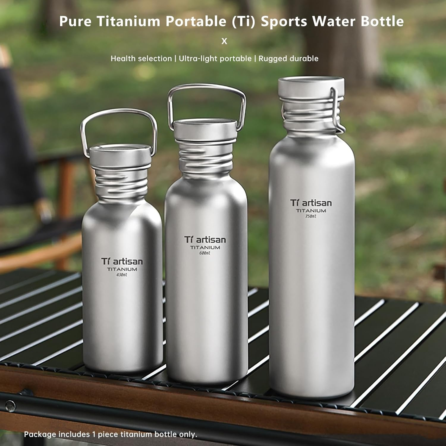 Ti Artisan Titanium Water Bottle Sport Bottle Ultralight Leakproof for Outdoor Camping Hiking (600Ml) image number 3