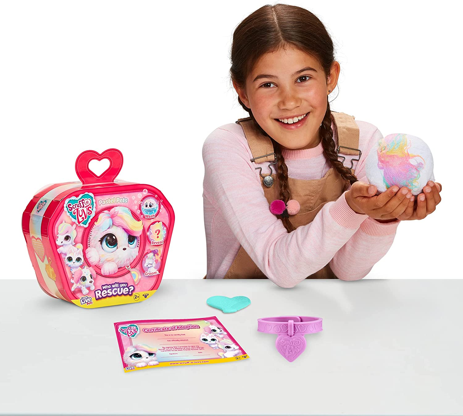 Little Live Pets Scruff a Luvs Mystery Animal Reveal. Wash, Groom and Rescue a Cute Pastel Rainbow Colored Plush Pet! Styles May Vary - Who Will You Rescue? image number 1