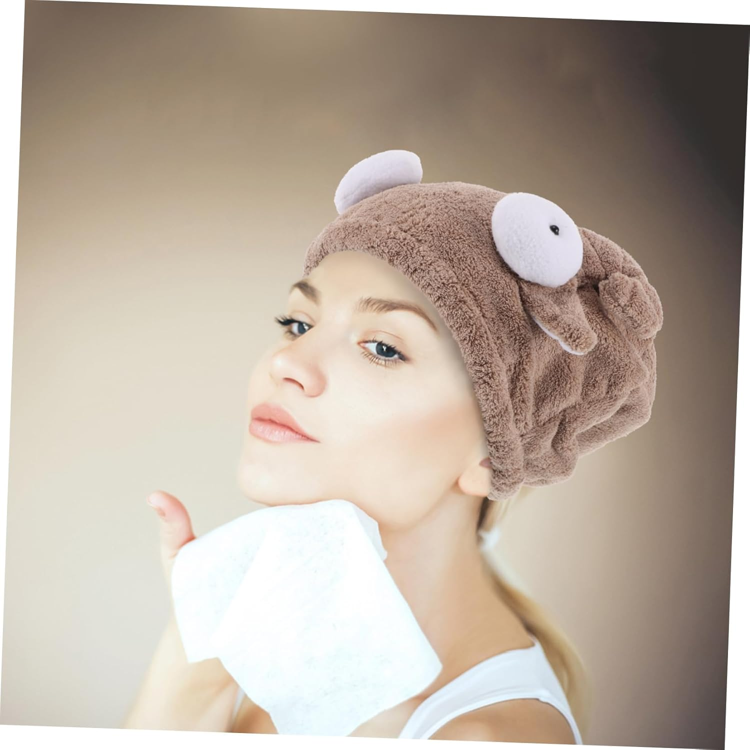 BESTYASH Cartoon Coral Fleece Hair Drying Cap Adorable Super Absorbent Towel Wrap for Women Quick Drying for Bathing Spa and Shower Use Whimsical Design image number 4