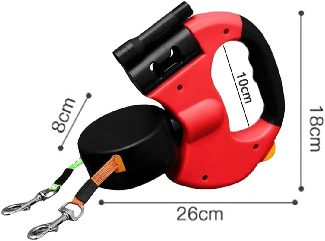 Double Retractable Dog Lead for Two Dogs,Pet Harness with Multifunctional Storage Box,Reflective Strong Nylon Tape,With Comfortable Ergonomic Handle for Small and Medium-Sized Pets,One-Handed Brake image number 4