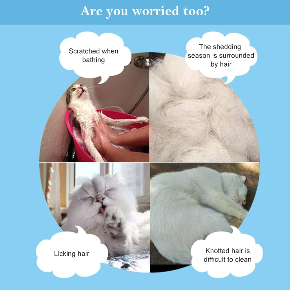 Washing Mitt for Cats, Cat Gloves, Cat Glove Grooming Brush, Silicone Glove, Cat Brush, Dog Brush, Care Glove for Pets, 1 Blue image number 5