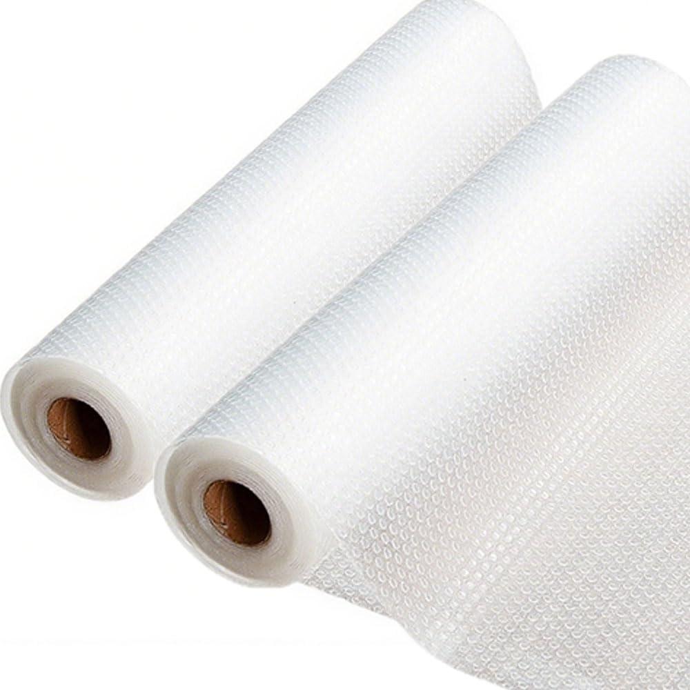 2 Rolls Clear Non-Slip Shelf Liner for Kitchen Cabinets and Drawers &ndash; Waterproof, Oil-Proof, Non-Adhesive, Easy-To-Cut Liner for Pantry, Fridge, Cupboards, and Storage Shelves image number 4