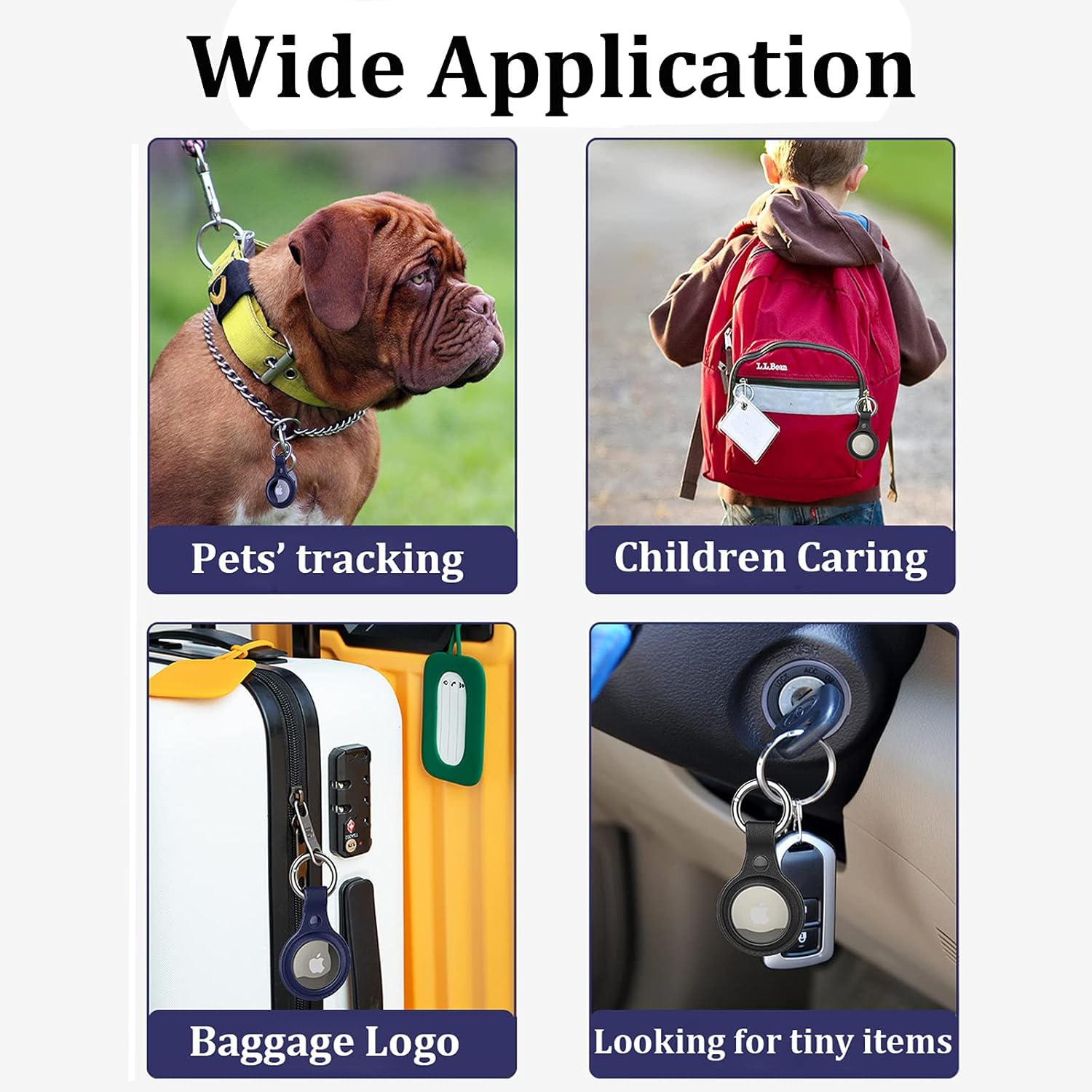 PU Leather Case Cover for Airtag 2021, MH MOIHSING Protective Leather Tracker Holder with Keychain Accessories Skin Cover with Hook Portable Protector Case for Apple Smart Airtags Tracker, Black image number 6