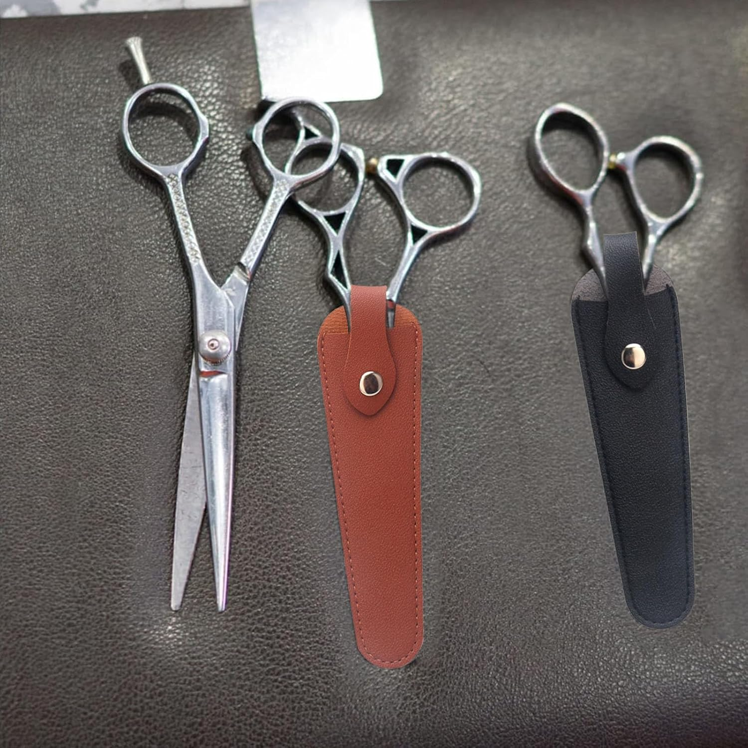 Pack of 5 Scissor Holder, Salon Hair Scissor Bag, Professional Leather Scissors Bag, Holster Organiser Hairdressers Tools, Protective Case for Scissors, Five Colours, for Scissors 5-7 Inches image number 1