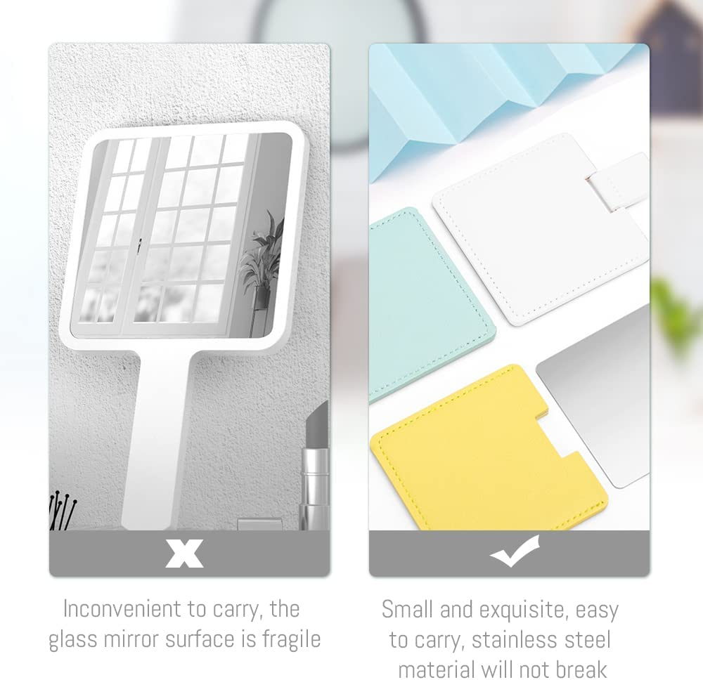 Shatterproof Stainless Steel Compact Mirror for Purses, Unbreakable Mirror Travel with PU Leather Case Cover, Handheld Camping Shaving Mirror for Women & Men, Makeup, Gift (Black) image number 4