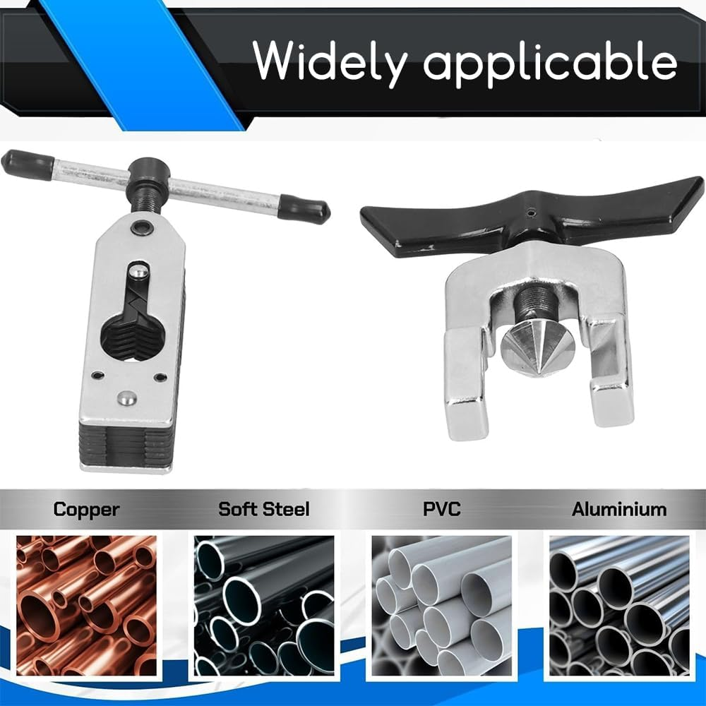 Flaring Tool, Aluminum and Copper Expansion Tool Kit, Metal Pipe Riveter, Copper, Aluminum and Stainless Steel Pipe Expansion Tool Set, Suitable for HVAC Gas Refrigeration Brake Lines image number 1