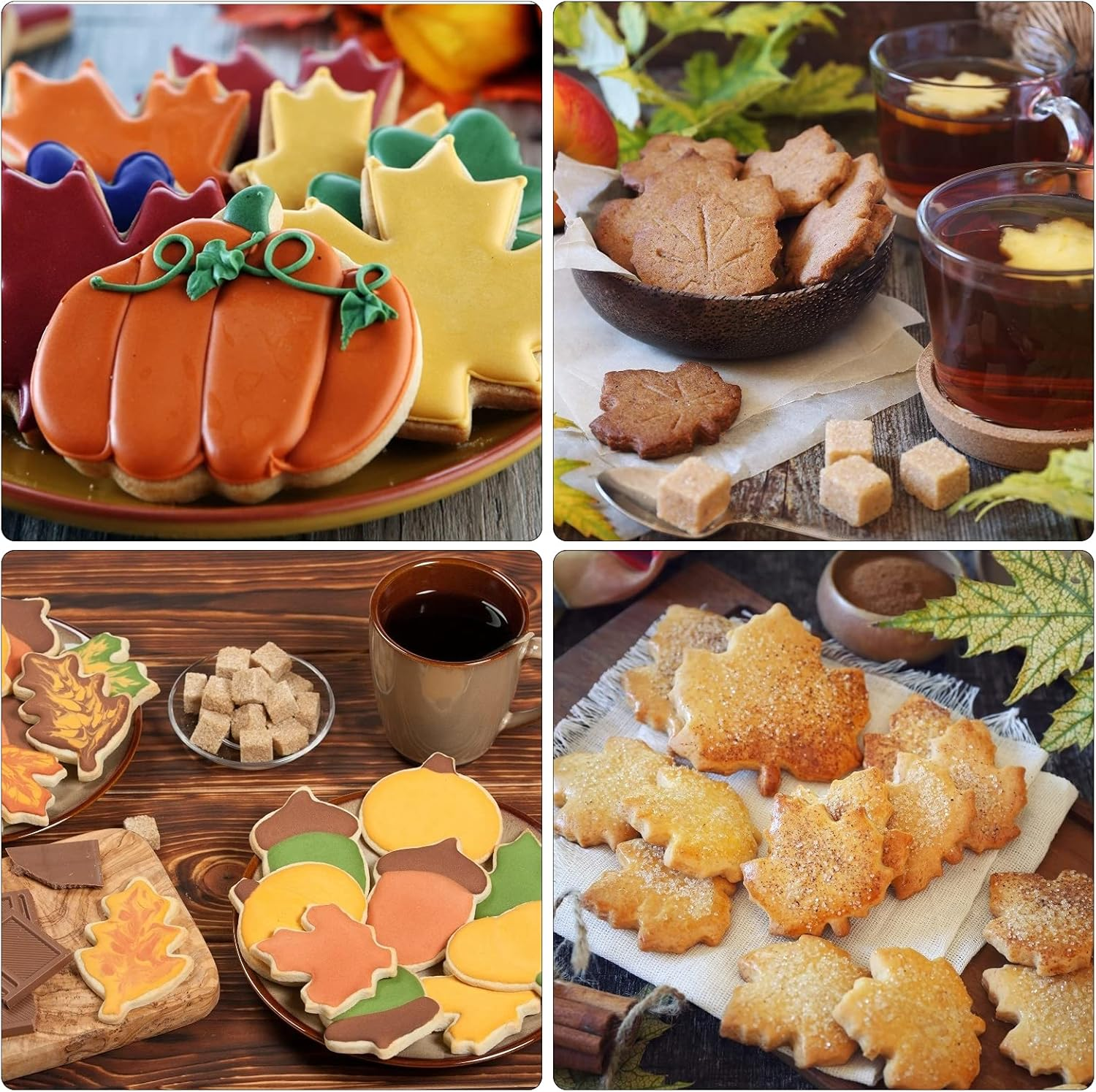 9Pcs Autumn Cookie Cutters, Thanksgiving Stainless Steel Cookie Cutter with Pumpkin Squirrel Hedgehog Mushroom Maple Leaf Pine Cone for Baking Fondant image number 6