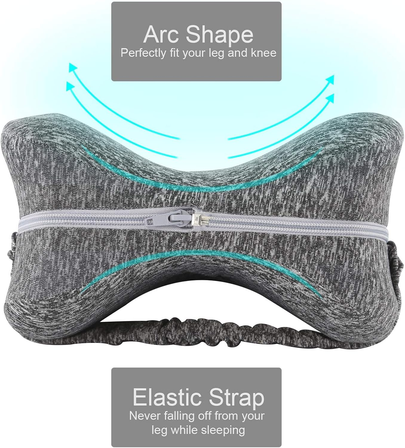 ARTISHION Knee Pillow Leg Strap Keeps Pillow Memory Foam Support Pillow Cushion for Side Sleepers for Sciatica, Lower Back Pain, Knee Pain, Hip and Joint Pain, Pregnancy (Grey) image number 1