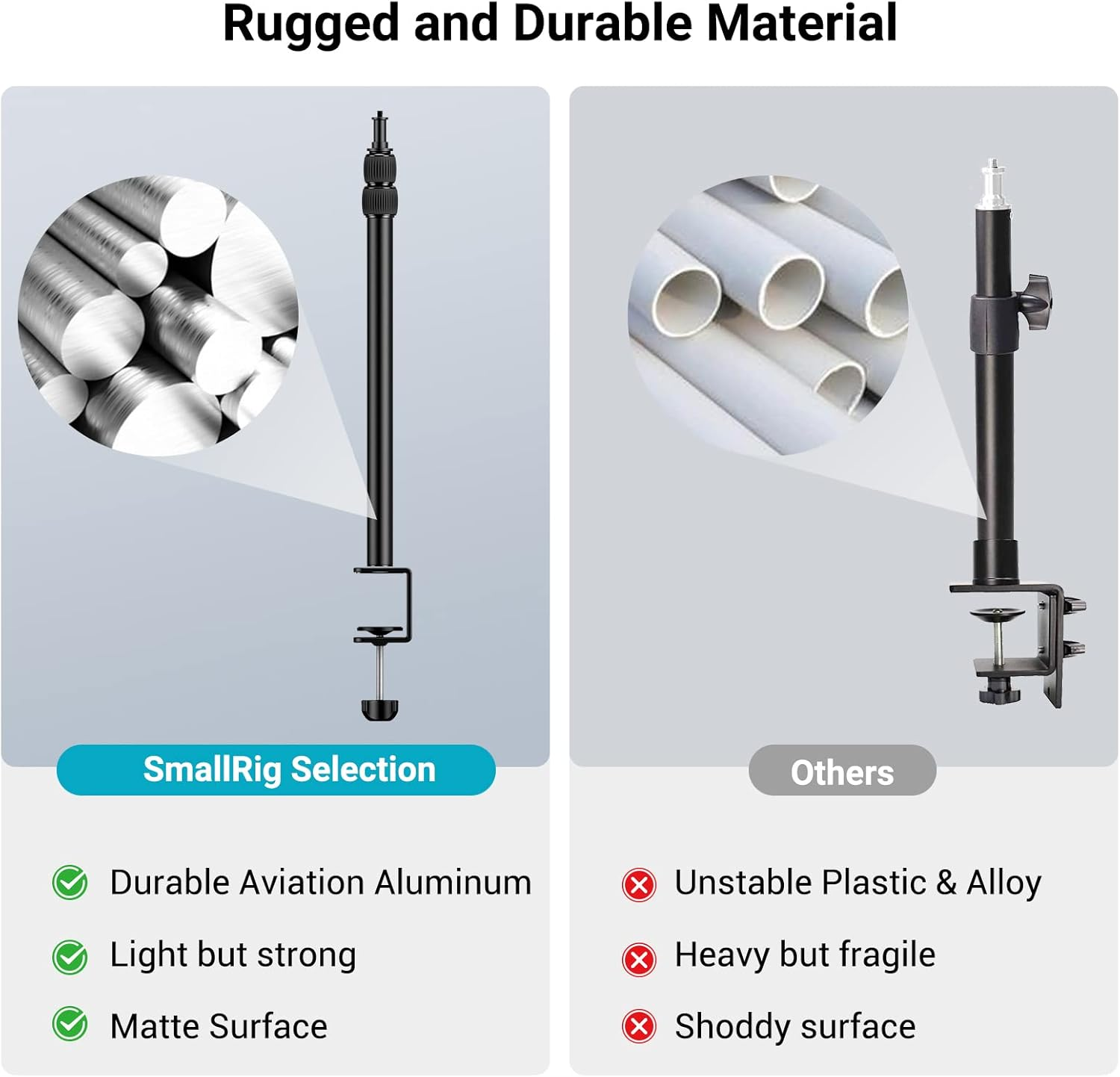Camera Desk Mount Table Stand with 1/4" Ball Head, 48.5Cm-100Cm Adjustable Light Stand, Tabletop C Clamp for DSLR Camera, Ring Light, Live Streaming, Photo Video Shooting (1 PC) image number 6