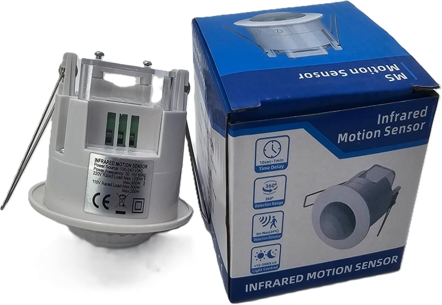 Clearhill PIR Motion Sensor, Ceiling Mount, Embedded Infrared Motion Detector, Embedded Occupancy Sensor, 360&deg; Detection, 240V, Adjustable Timer and Sensitivity, Suitable for LED, Range up to 6M IP42 image number 5