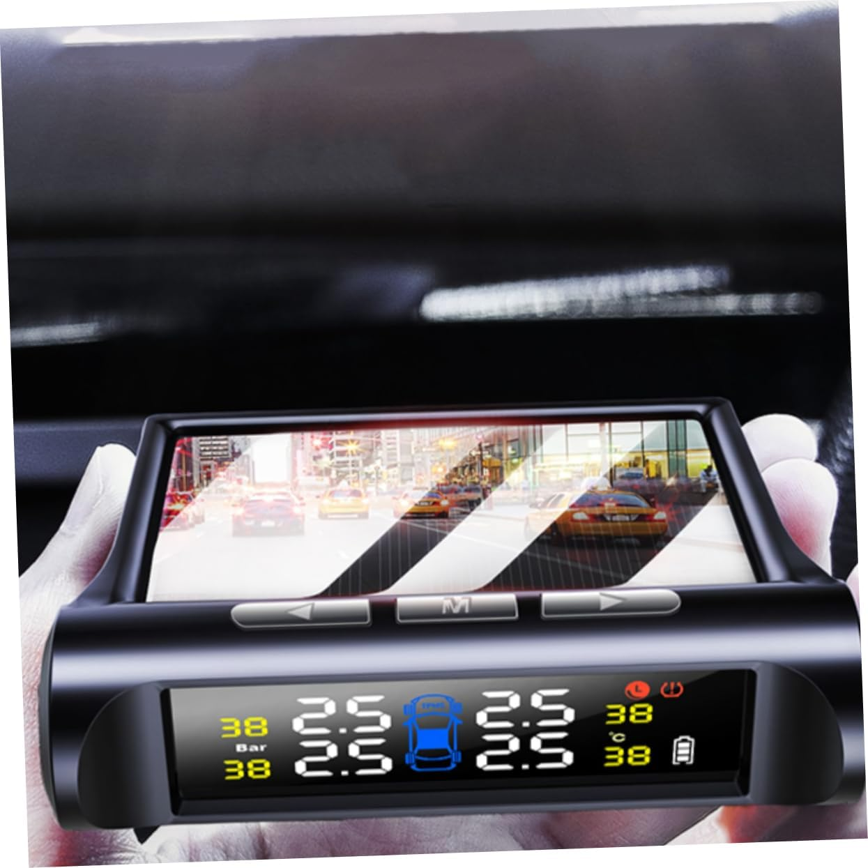 Iplusmile Solar Tire Pressure Monitor System with High-Definition Color Screen Data Temperature Alerts and External Sensors for Cars and Rvs