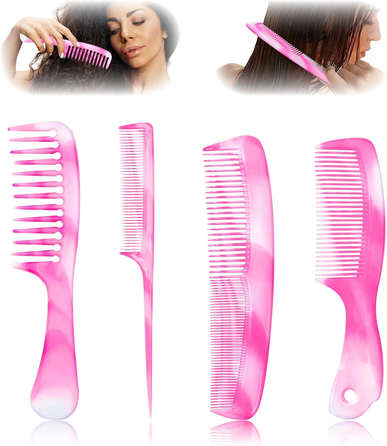 Havenease-4-Piece Multi-Style Hair Comb Set, Rat Tail Comb and Wide Tooth Detangling Comb with Barber Brush, Anti-Static Hair Combs for Women & Men, Professional Styling Kit for Daily Use image number 5