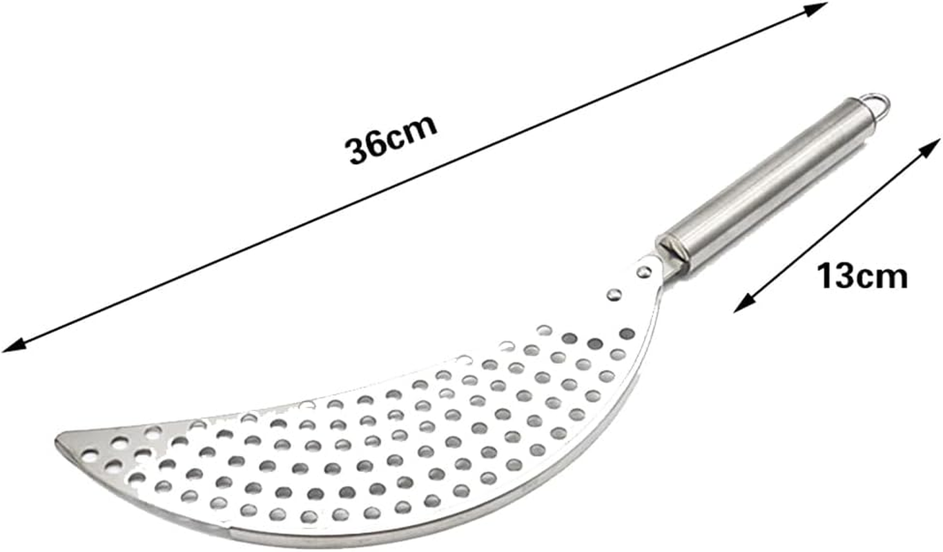 1PCS Stainless Steel Held Pot Strainer, Pasta Strainer with Handle, Insert Pan Drainers for Spaghetti Fry Noodles Fruit Vegetable Kitchen Pots Pans,Crescent Pot Strainer Stainless Insert Drainer image number 4