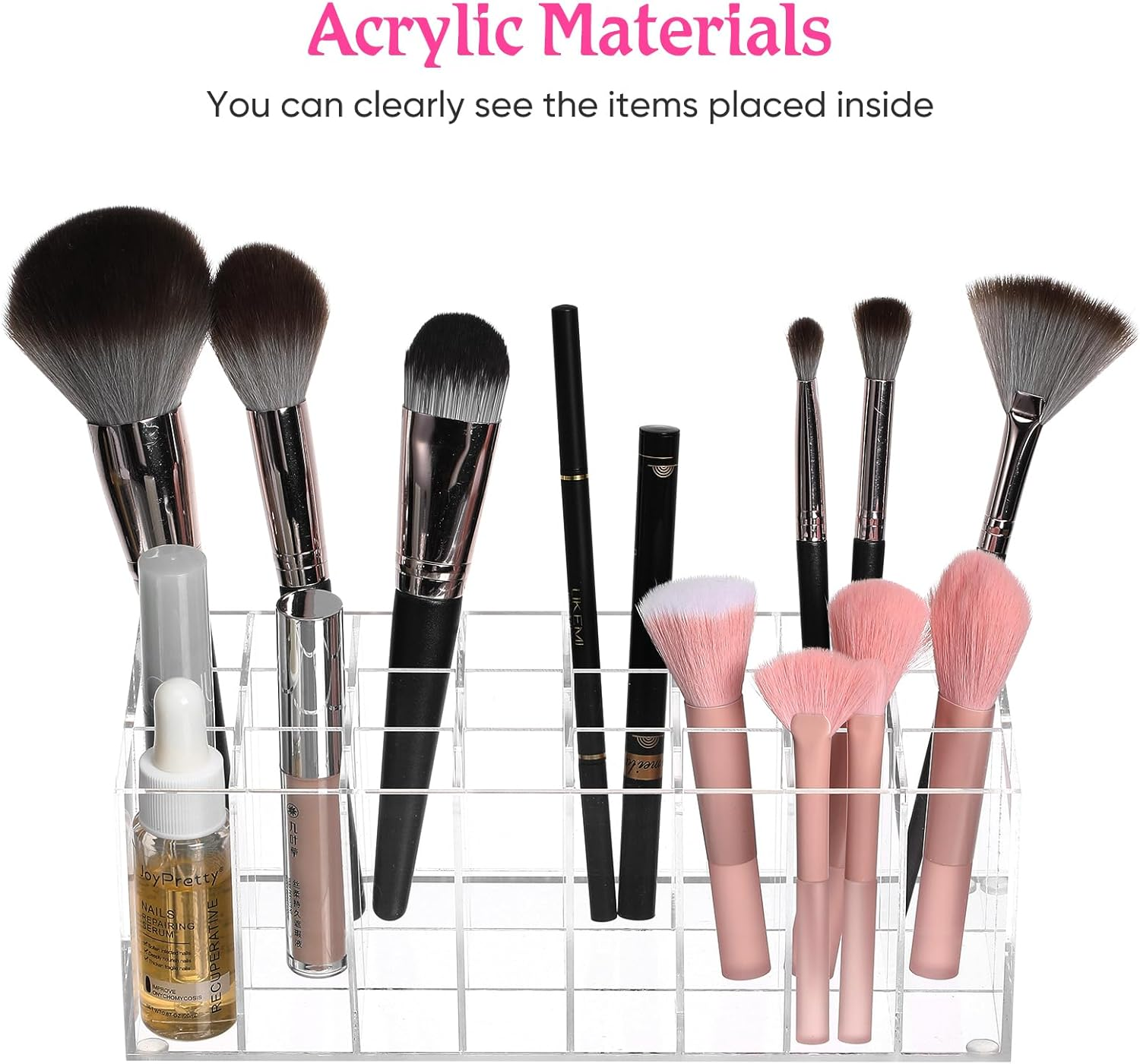 Baluue Lipstick Organizer, Home Lipstick Display Container, 24-Grid Acrylic Lipstick Holder, Clear, Makeup Organizer for Vanity, Bathroom, and More image number 5