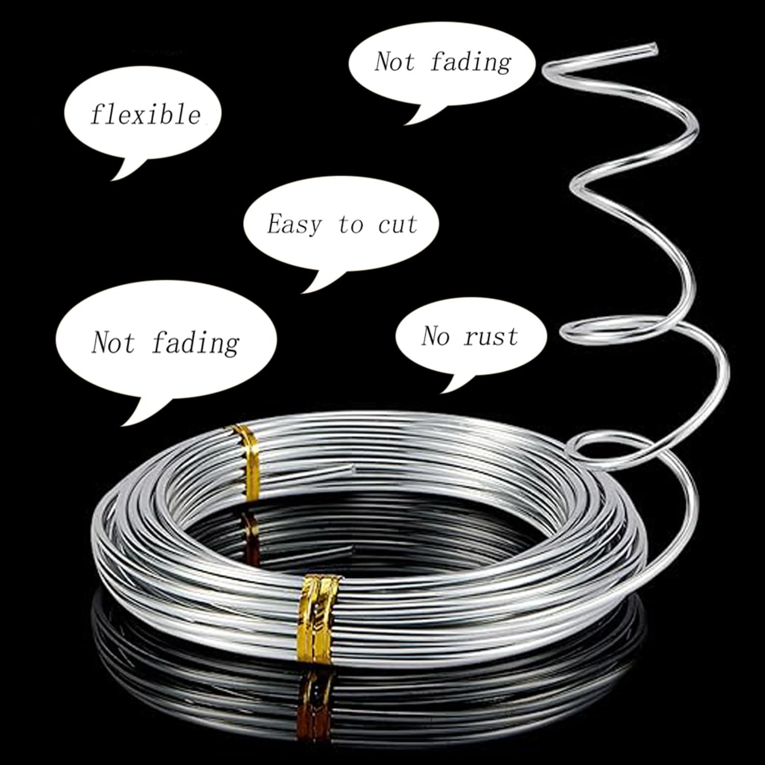 4Rolls Aluminum Craft Wires, 3Mm*5M, 2Mm*5M, 1.5Mm*5M, 1Mm*5M Silver Aluminum Wire, Flexible Bendable Craft Metal Wire, Jewelry Craft Aluminum Wire for Sculpting Armature DIY Skeleton Making image number 4