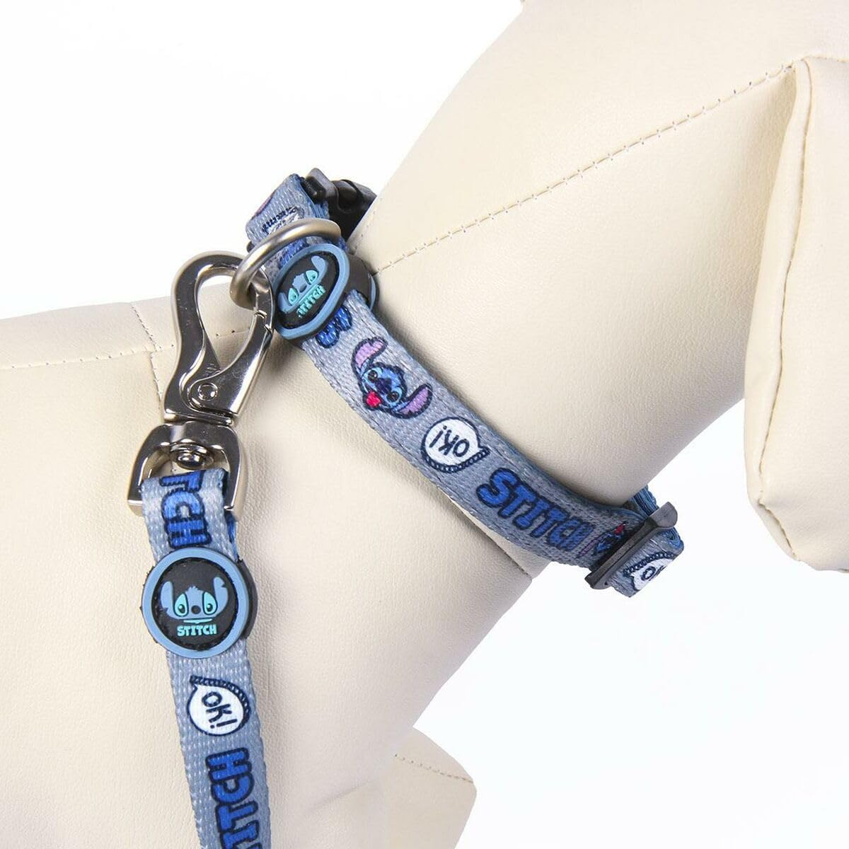 Stitch Premium Dog Collar - Blue - Size XXS-XS - Quick Click Closure - 3D Details - Dog Collar Made of Polyester - Original Product Designed in Spain image number 3