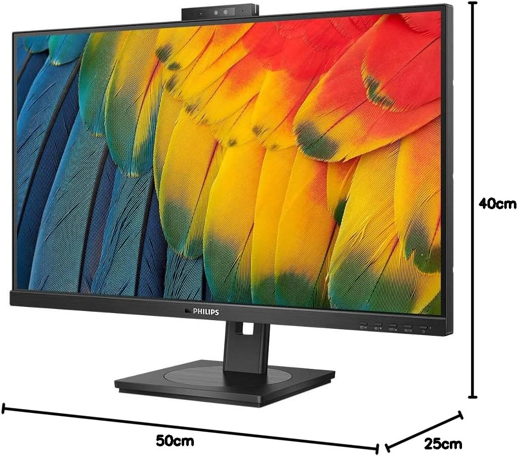 Philips 27B1U5601H - 27 Inch QHD Monitor, 5 MP Webcam, Height-Adjustable, Speaker (2560 X 1440, 75 Hz, HDMI, Displayport, USB-C, RJ45, USB Hub) Black image number 6