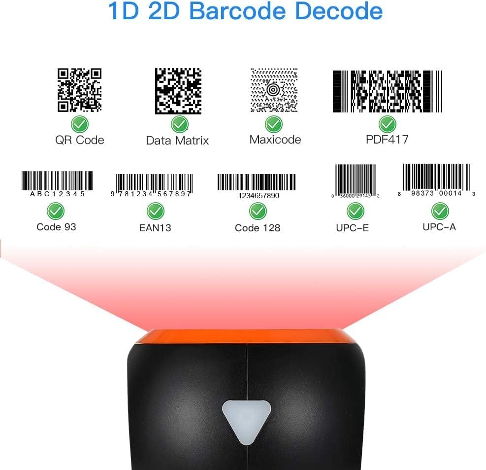 Eyoyo Hands-Free 1D 2D Desktop Barcode Scanner, QR Barcode Reader Support Screen Scanning Platform Scanner for Warehouse, Supermarket, Retail Store, Bookstore Pos System image number 4