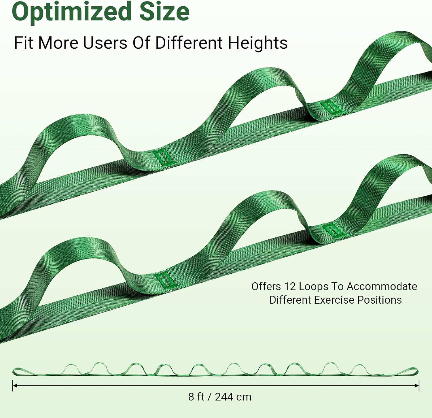 Kiemeu Yoga Straps for Stretching Strap with Loops, Non-Elastic Stretch Bands for Physiotherapy and Flexibility, 244Cm Long image number 3