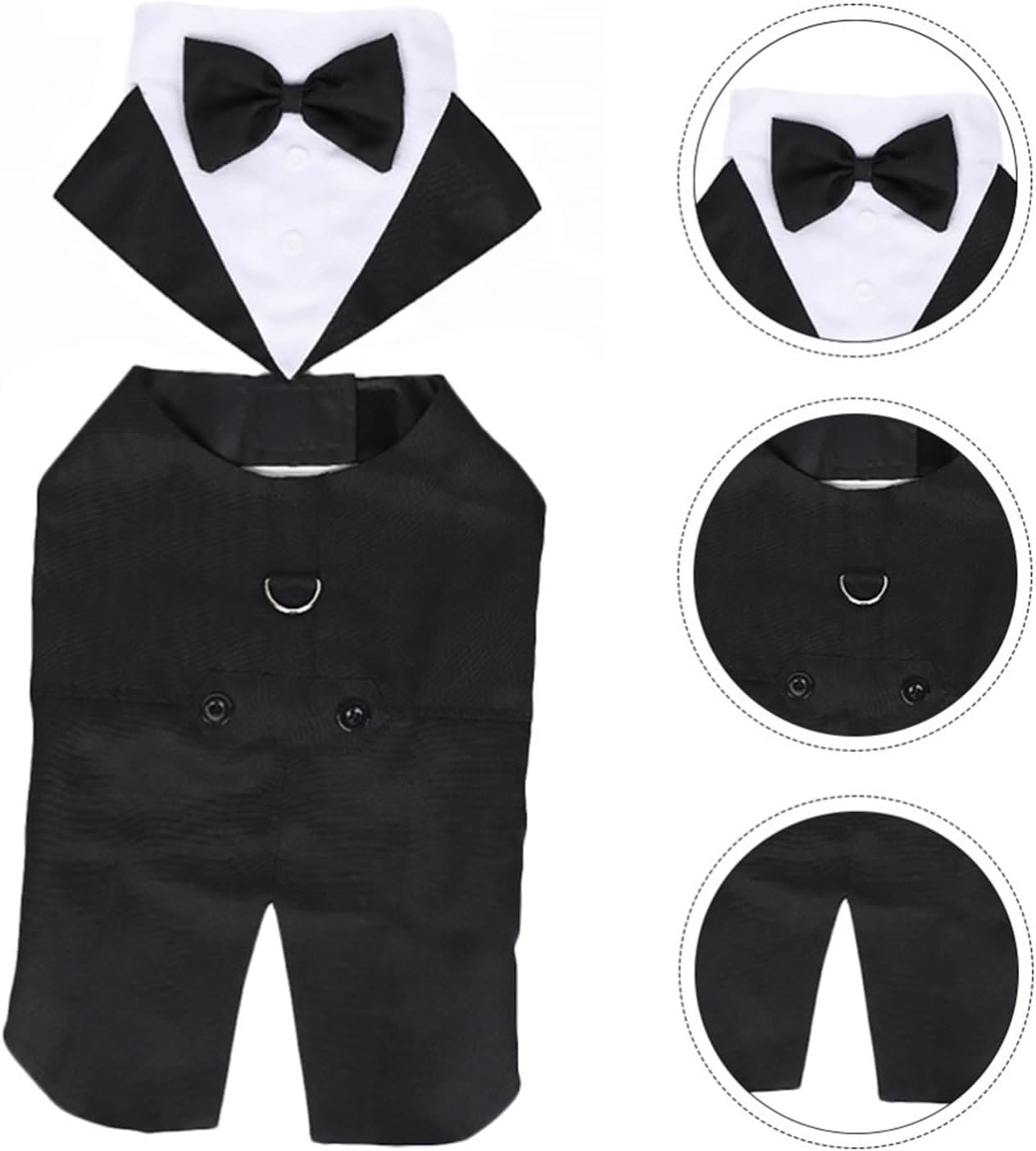 Dog Clothes Dog Pet Suit Dogs Clothes Wedding Outfits Tuxedo Puppy Tie Jumpsuit Shirts Wear Outfit Winter Birthday Tuxedos Apparel Warm (Color : Black White, Size : 2XL) image number 1