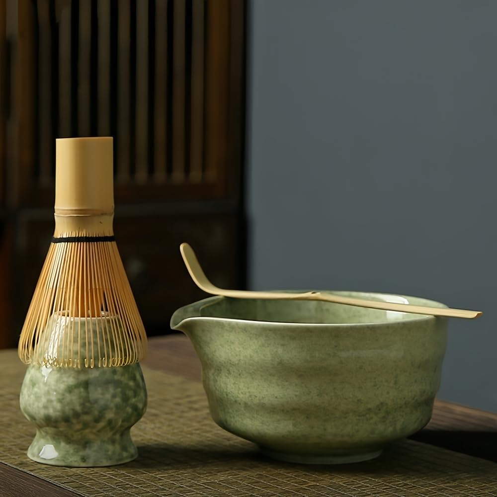Ouliigii 4Pcs Matcha Whisk Set, Includes Matcha Bowl, Whisk Holder, Bamboo Whisk and Scoop (Matcha Green) image number 6