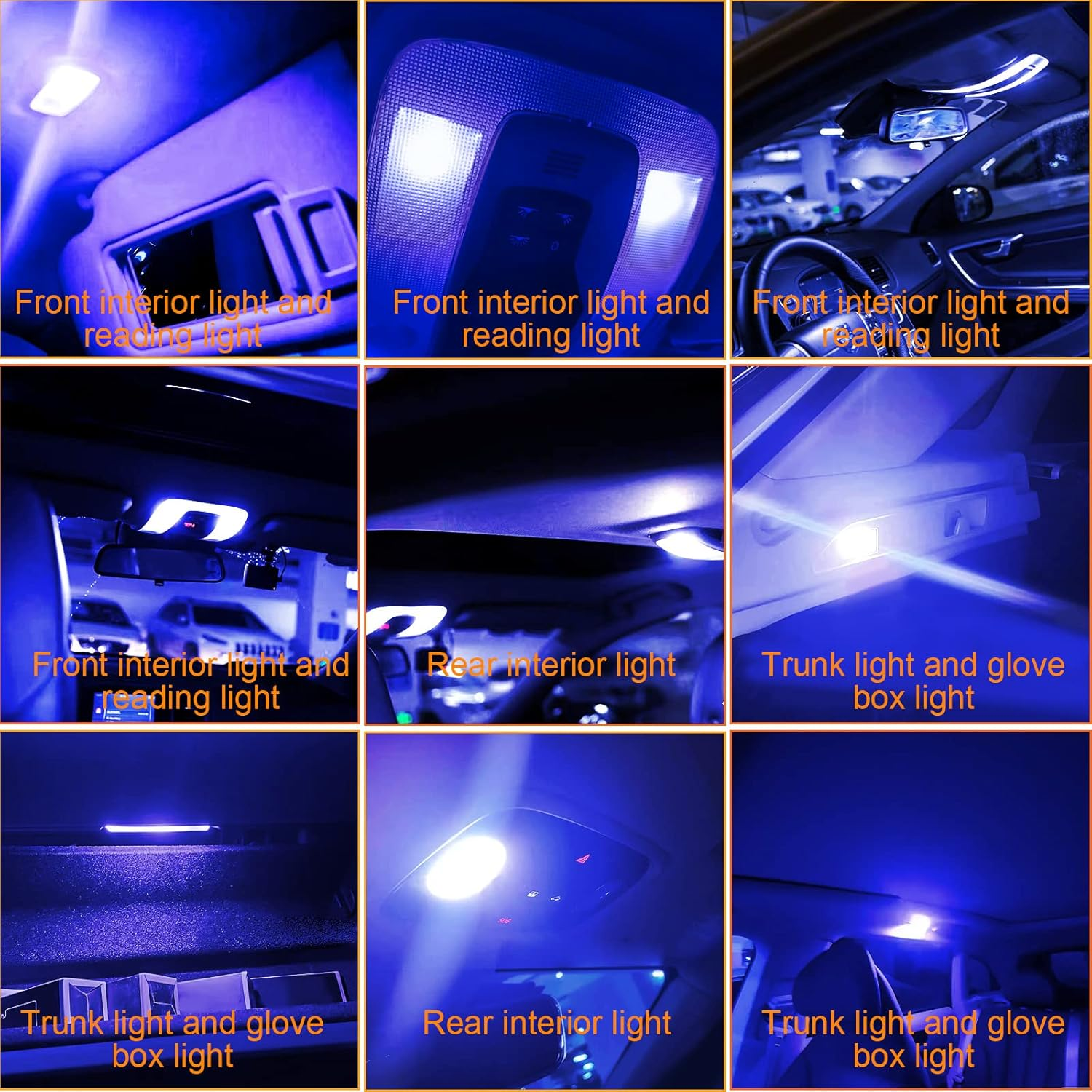 YOGEIER Car Led Bulb, Car Led Combination Set of 24 Sets, Used for Car Interior Lights, Indoor Map Dome Lights, Trunk Lights, License Lights, Etc. (Blue)