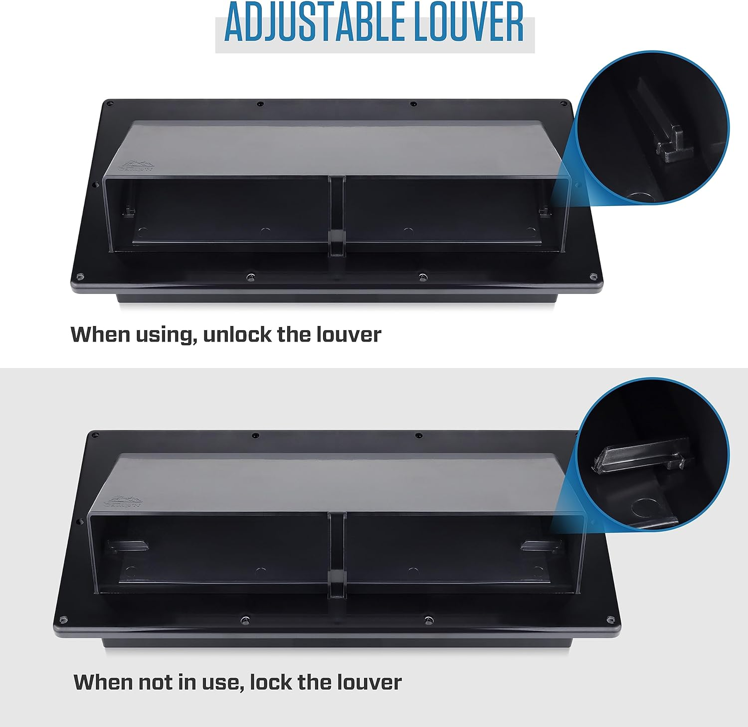 Camp'N RV Exhaust Vent Cover - RV Range Hood Vent/Rv Range Hood Cover/Sidewall Vent W/Locking Flap (Black) image number 4