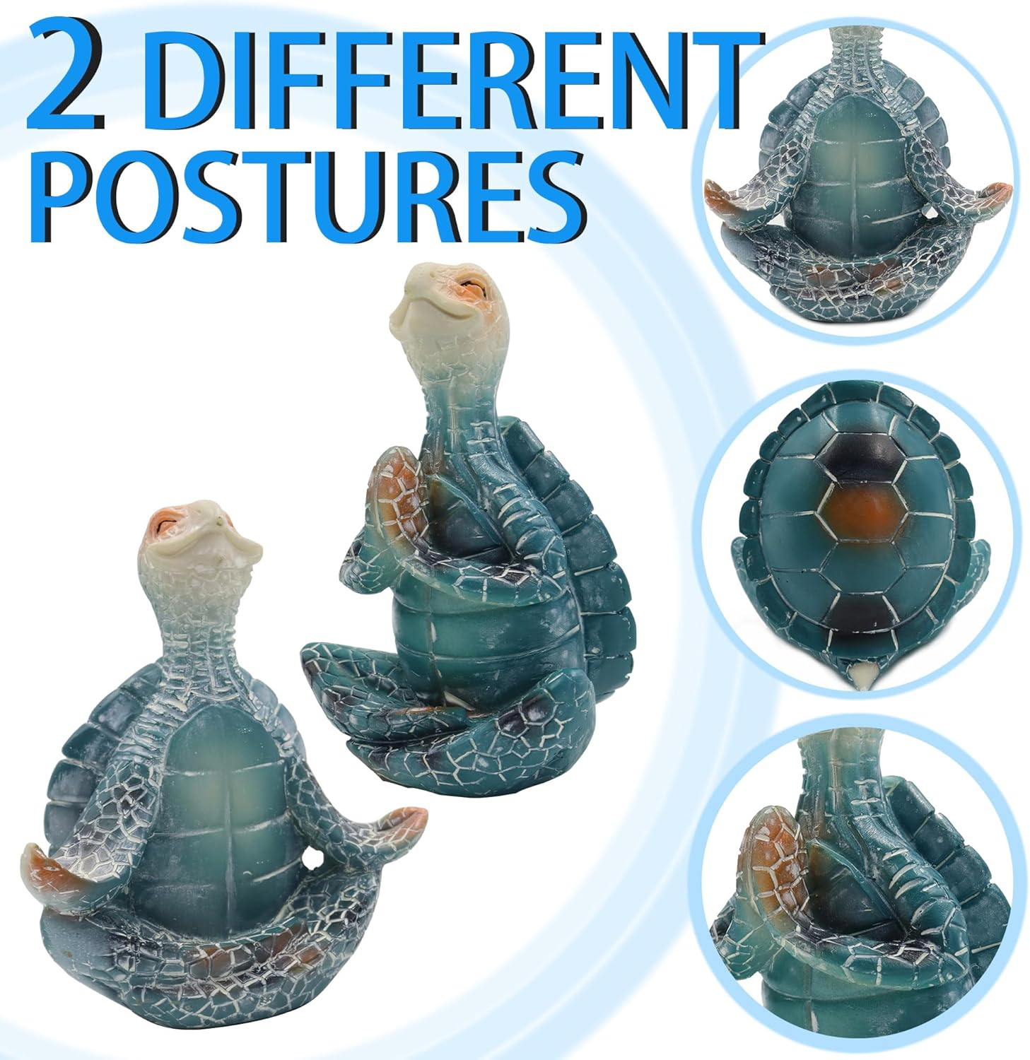 Set of 2 Meditation Yoga Turtle Statue, Sea Turtle Decor, Coastal Room Decor, Meditating Turtle Figurines for Garden Decorations, Beach Decorations for Home Office Desk Bathroom (2 Pcs) image number 5