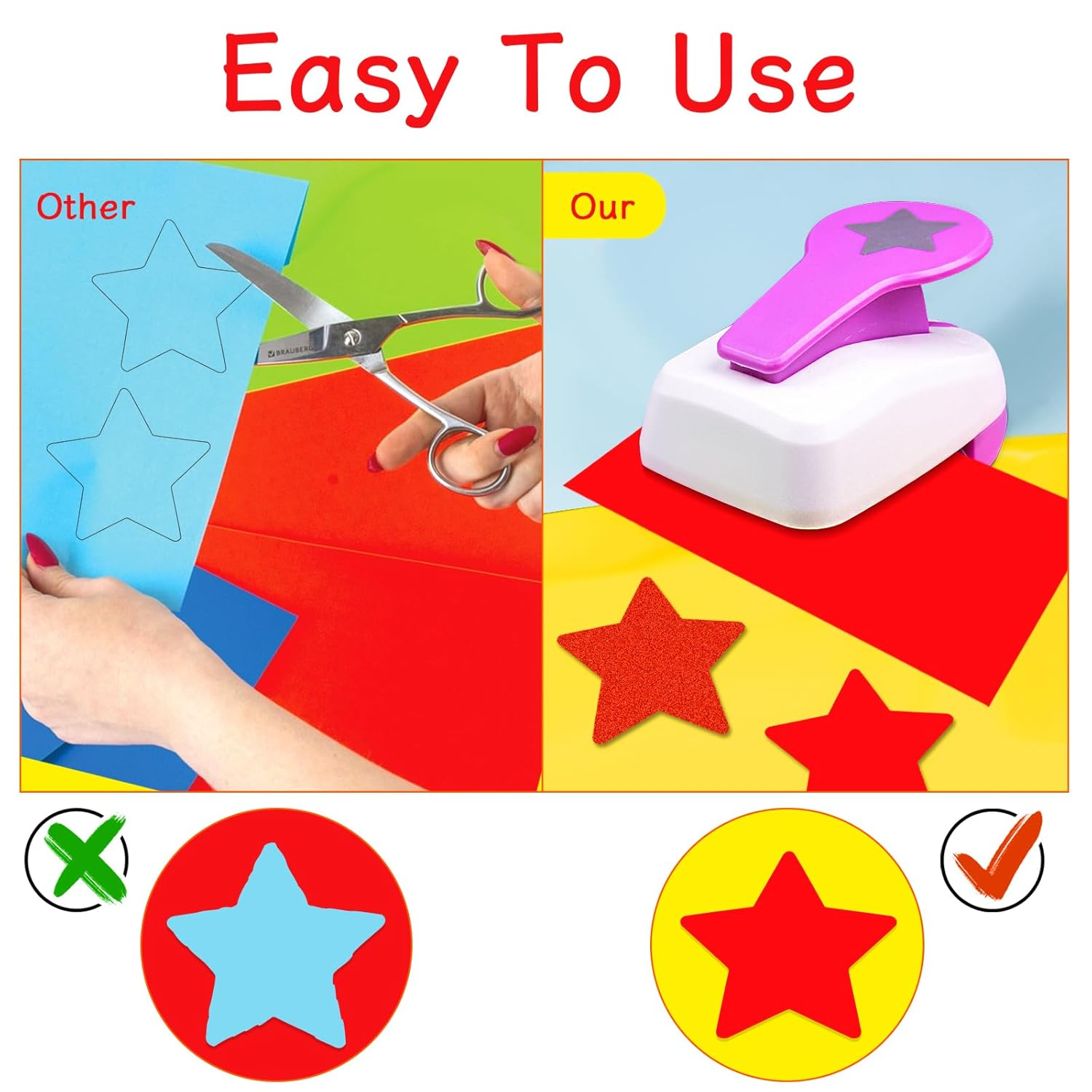 Star Punches for Paper Crafts, Star Hole Punch, Stars Paper Punch, 1.9 Inch Stars Shaped Hole Punches, Craft Cutter Tool for DIY Handmade Crafting Scrapbook Tools Cards Arts Fun Projects image number 1